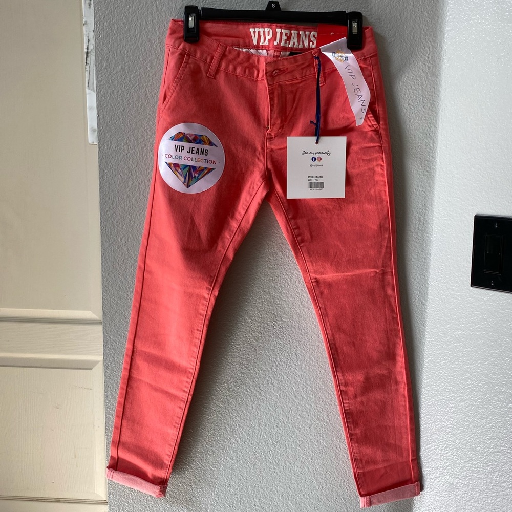 VIP jeans cropped rolled ankle.